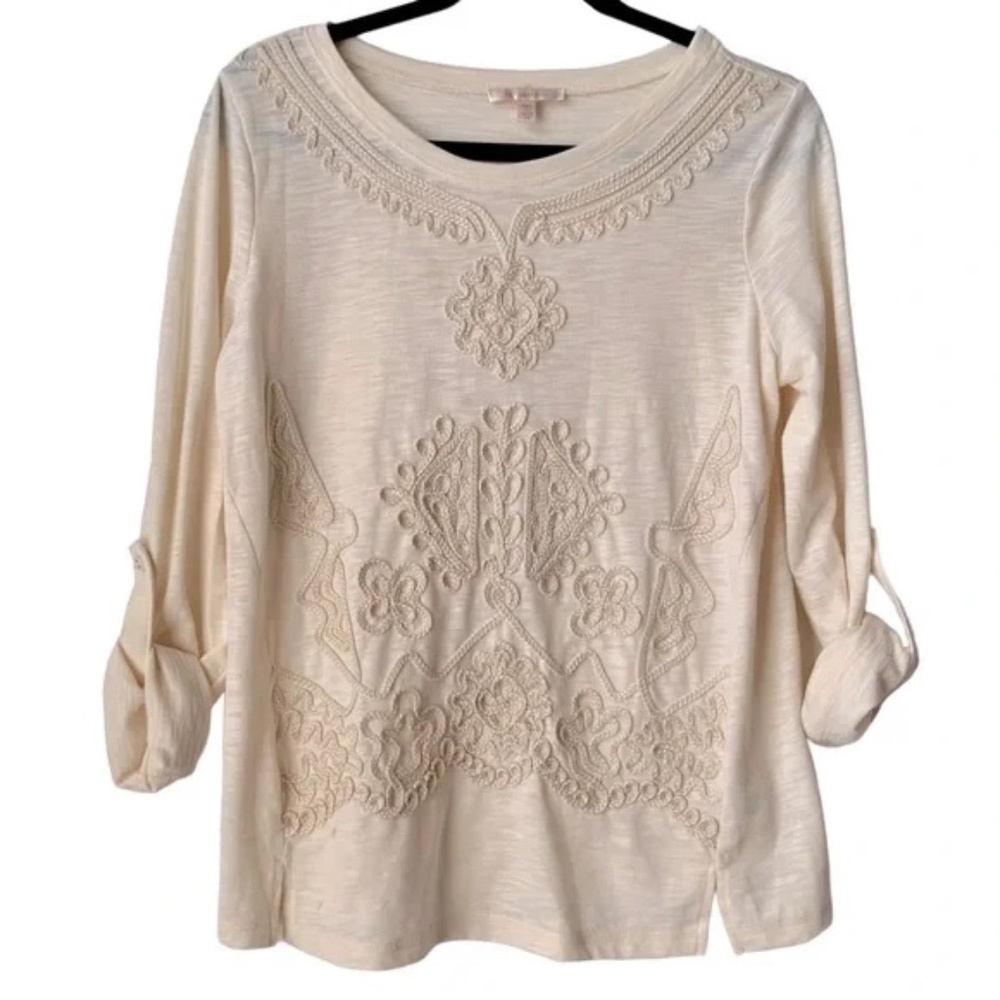 Skies are Blue Embroidered Scoop Neck Top